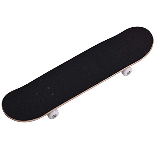 Double Kick-Tail Complete Skateboard 7-Ply Canadian Maple Wood Deck, for Professionals, Amateurs or Beginners (Black) - Thumbnail 4