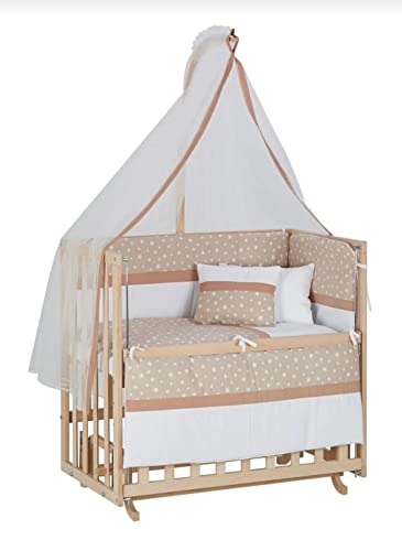 Mother’s side wooden cradle baby bed, Natural Unpainted Wooden Cradle + Star Sleeping Set, baby bed, newborn crib, mother’s side baby bed