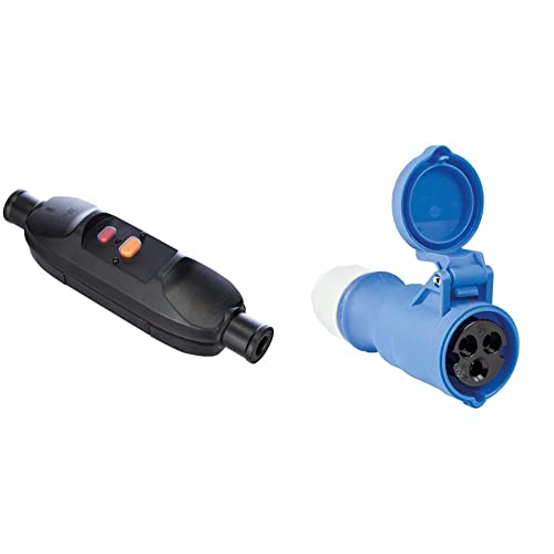 as - Schwabe Personenschutz-Zwischenschalter Schwabe 30 mA - Personenschutzschalter 230 V / 16 A - IP55 I 45223 & Camping CEE-Kupplung Caravan, 230 V / 16 A Outdoor Kupplung, Blau I 60471