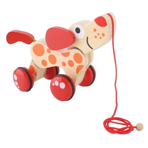 Push Pull Toy Puppy, Wooden Puppy Walk Along Toy Pine Push Pull for Toddlers Sturdy Balance, Wooden Hound Dog Walk A Long Puppy Wooden Pull Toy for Walking Toddlers (Type 1)