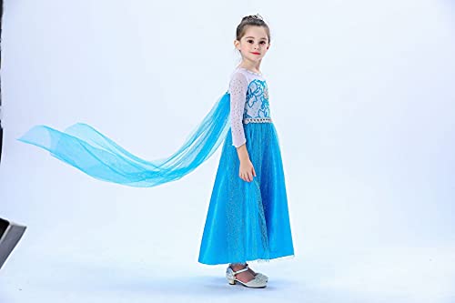 Dzyoleize Vestido de princesa Elsa de aniversário vestido de para meninas Traje de roupa de rainha i