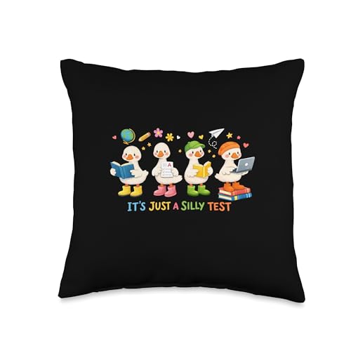 It’s Just a Silly Test Funny School Student Goose Exam Week Throw Pillow