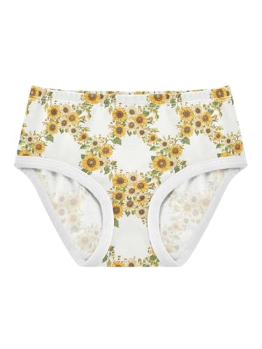 ZZKKO Yellow Sunflower Wreath Girls Underwear Toddler Panties for Girls Comfort Brief Size 2-8T