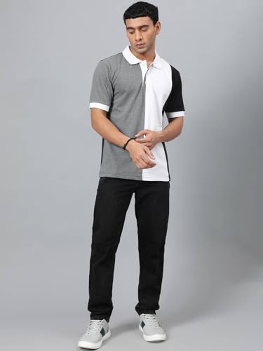 Image of KOTTY Men Solid Spread Collar Cotton Blend T-Shirt