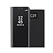 Produktbild Shinetop Luxus Clear View Überzug Spiegel Schutzhülle Case Flip Handyhülle mit Standfunktion für Samsung Galaxy J7 Prime / On7 2016 Ultra Dünn PC Hart Zurück Cover Kratzfeste Handy Tasche - Schwarz
