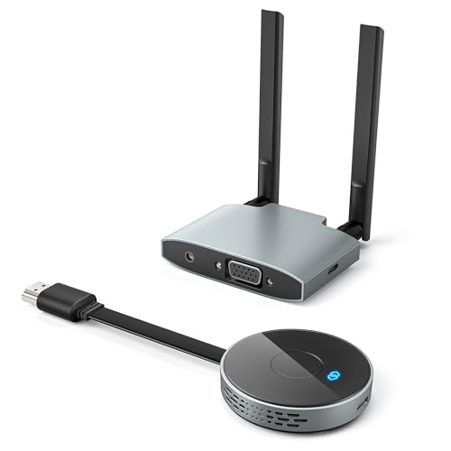 VJZFA Wireless HDMI Transmitter and Receiver 98FT/30M, 4K Decode 1080P@60Hz Ultra HD Video Output,...