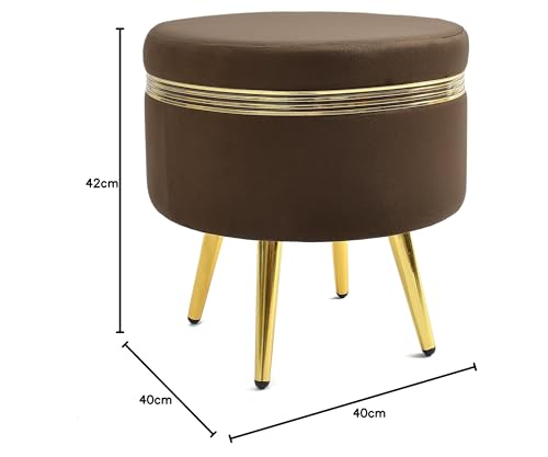 Image of NACIA Ottoman Stool for Living Room Golden Metal Legs Furniture Footrest for Sofa Dressing Table srool, Sitting Pouffes for Home Decor (16x16x17 Inches, Coffee)