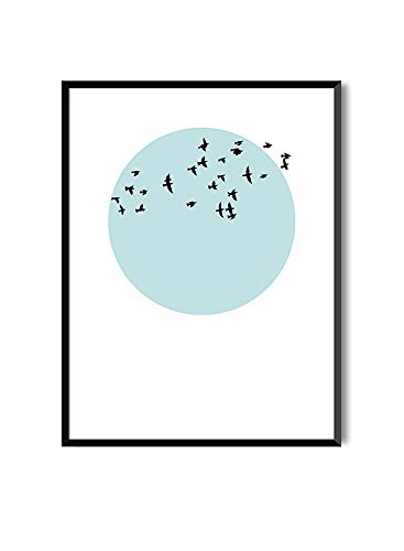 Láminas Decorativas para enmarcar colección Birds AT Sunset | Póster Pájaros Relajante Flying in The Sky | Varios Tamaños … (Sin Marco, 30 x 40 cm)