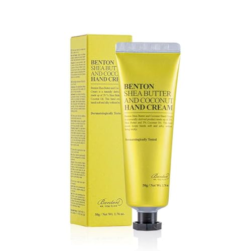 BENTON Shea Butter and Coconut Hand Cream 50g (1.76 oz.) - Excellent Moisturization Hand Cream, Protecting Hand and Cuticle, Skin Smooth without Stickiness, for Rough and Sensitive Hands