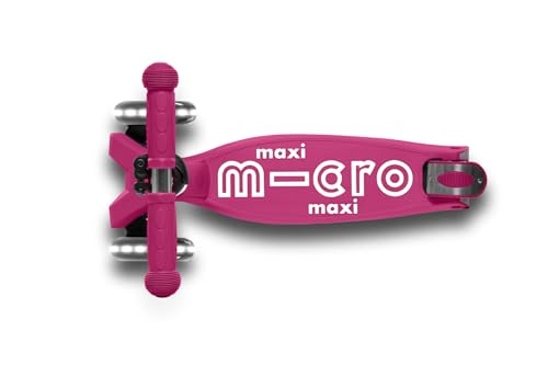 Image of Micro Kickboard | Maxi Foldable LED Kids Scooter for Ages 5-12 | Children up to 110 lbs | 3 Wheel Lean-to-Steer Design | Adjustable T Bar | Smooth Ride, Motion Activated PU LED Wheels | Swiss Design