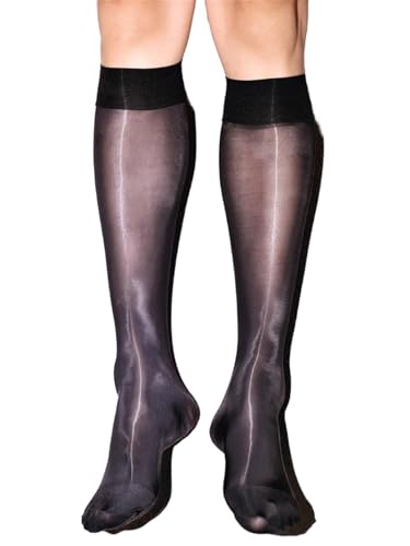 Floerns Men's Thin Dress Sock Reflective Formal Business Long Stockings