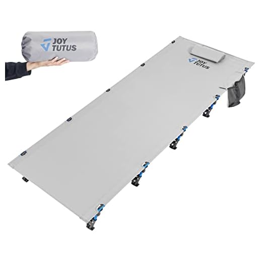 JOYTUTUS Camping Cot Backpacking Cot Long Cots for Sleeping, Folding Portable Bed Camping Essentials, Ultra-Lightweight Easy Set-Up, Outdoor Hiking Travel, Grey