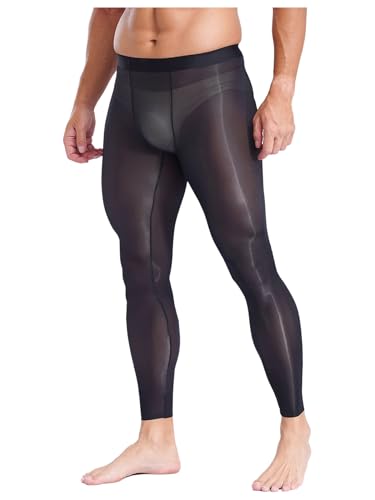 Men’s See Through Mesh Compression Pants Ice Silk Yoga Workout Fitness Leggings Tights4