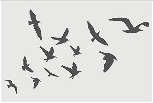 Série 1 de pochoirs oiseaux pour peinture murale grand format, modèle de décoration en plastique réutilisable (oiseaux-5, XL)
