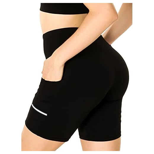 Pantalones Cortos Mujer,Mallas Cortas Mujer,Short Deportivo Mujer con Bolsillo Lateral,Shorts Mujer Deporte,Ropa Deportiva,Running Pantalones Cortos Fitness (as4, Alpha_jaspo, Negro, L, 有弹性)