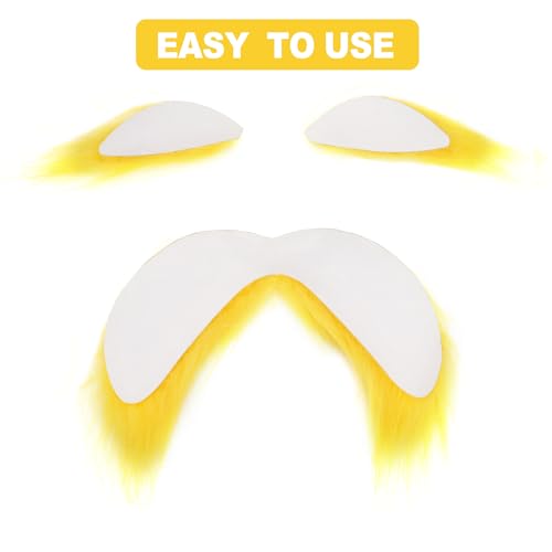 Yellow Mustache and Eyebrows Cosplay Costume Accessories Funny Party Favors Men Women, Brown, Default