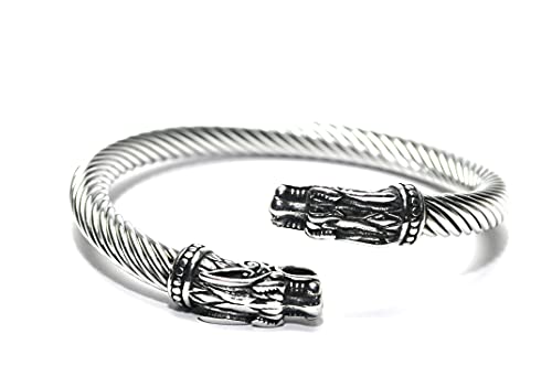 KOKOSHELL Viking Bracelet Ragnar Asgard Charms for Men Women Dragon Sparta Helmet Mens Thor Hammer Bracelets Norse Mjolnir Sterling Silver Wolf Jewelry (Norse)