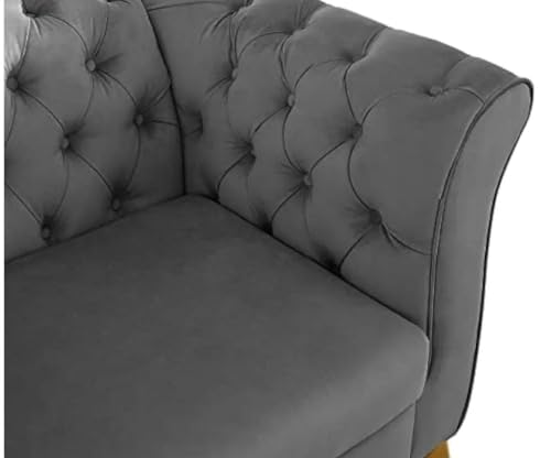 Image of Royale Hand Tufted Three Seater Elegant Wooden Base Sofa in Wide Extravagant Fabric, Gives Luxurious Look for Home /Living Room /Office /Guest Room /Hotels