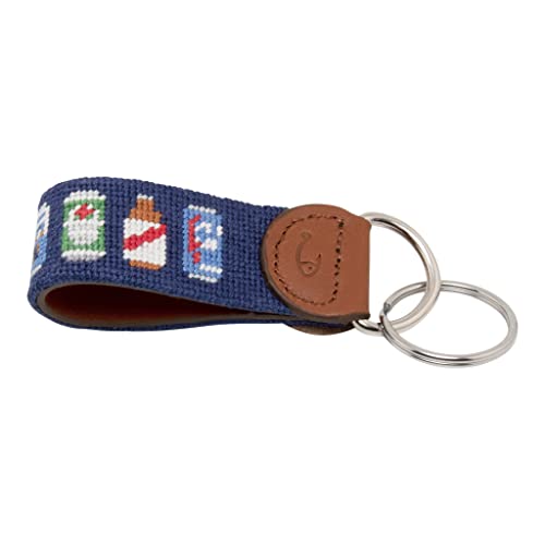 Image of Leather Hand-Stitched Needlepoint Key Fob or Key Chain