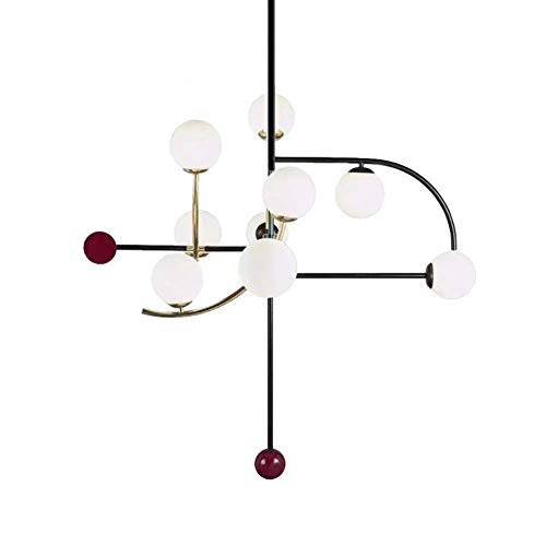 Lámpara colgante de cristal esmerilado con elegante estructura de 7 cabezas