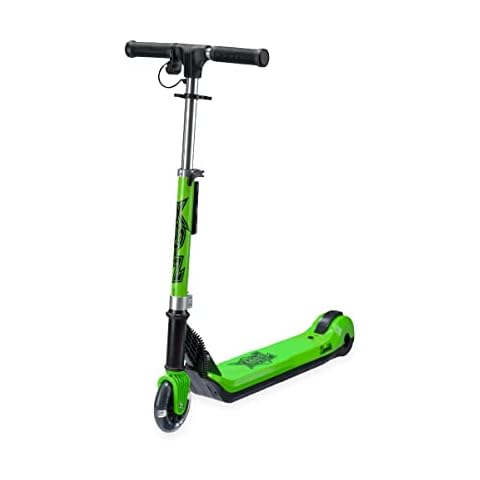 Xootz Kids' Elements Electric Foldable Scooter, LED Light Up Wheel and Collapsible Handlebars, Age 6+, Green Cover