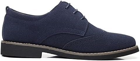 Santimon Mens Fashion Suede Leather Wingtip Oxfords Business Dress Casual Brogue Derby Shoes Navy Blue 10.5 US | Image 2