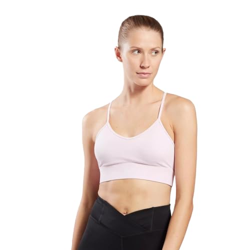 Image of Reebok Women's Satin 91% PES /9% El-Interlock-Hydrophilic Finish /Print-Digital Sublimation-Disperse Classic Workout Sports Bra