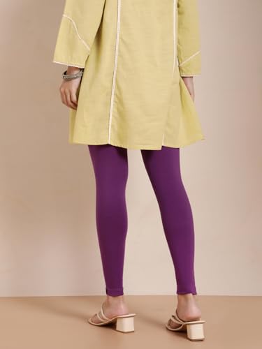 Image of TWIN BIRDS Super Stretchable Cotton Elasthane Fabric Ankle Length Leggings for Women