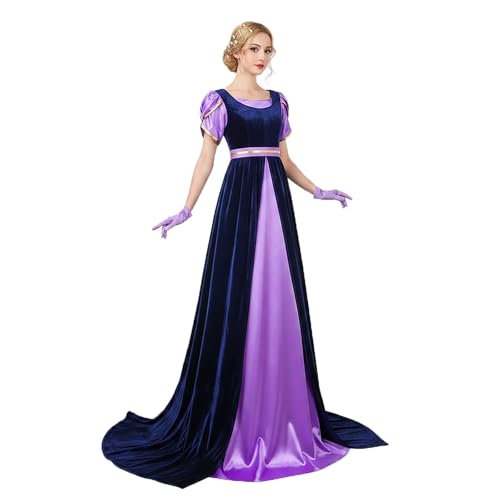 MeeroleCos Women's Regency Empire Waist Dress Floor Length Gown with Gloves Period Drama Costume for Ball Tea Party (Purple, Small) by MeeroleCos - Used condition - US$34.21