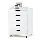 【Großer Stauraum】Die Innenmaße der 5 großen Schubladen betragen 40 x 33 cm x 7 cm, wodurch genug Platz für Snacks, Kosmetika, Büroutensilien, etc. ist. Die glatten Metallschienen ermöglichen ein einfaches Öffnen und Schließen. Die Oberseite kann zudem für Geräte wie Drucker oder Dekoration genutzt werden.