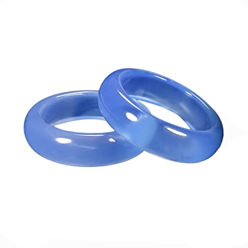 Dnteng 2 Pcs Natural Crystal Rings- Blue, Carnelian Stone Band Ring For Women, Simple Gemstone Agate Rings Stackable Donut Jewelry For Girls,Size 7.5 #TOP4