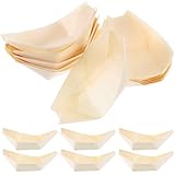 HOODANCOS Barco de Madera Desechable para Sushi 8.5cm X 6.0cm, 100 Unidades, Plato de Aperitivos Ecológico y Versátil para Servir Snacks, Ensaladas y Postres en Fiestas y Restaurantes