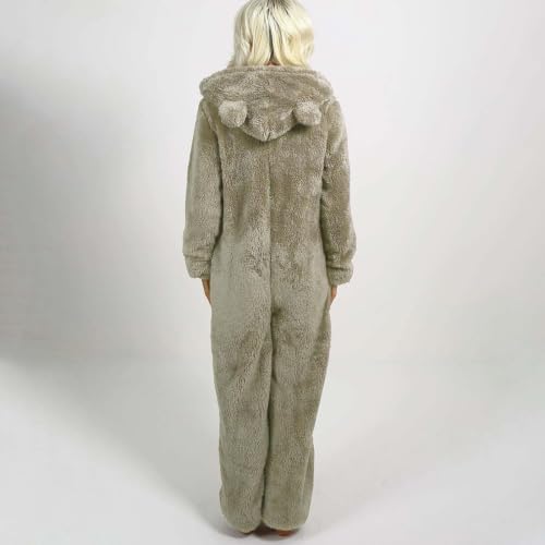 Onesie Costume Adult Flannel Halloween Costume Warm Sherpa Romper Grey L - image 3