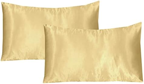 My home store Satin Pillow Cases 2 Pack - White Silk Pillowcase for Hair and Skin - Standard Size with Hypoallergenic Envelope Closure, 50 x 75 cm