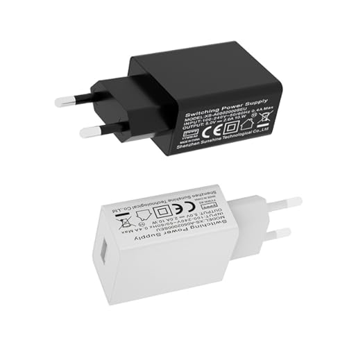 Bingxue Caricatore da parete USB, connettore di alimentazione CA 5 V 2 A, con presa da parete USB, compatibile con telefoni intelligenti/altoparlanti Bluetooth/tablet/orologi intelligenti(Nero)