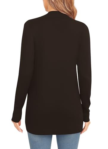 Image of EXCHIC Women's Long Sleeve Lightweight Knit Sweater Cardigan Curved Hem Open Front Cardigans with Pockets