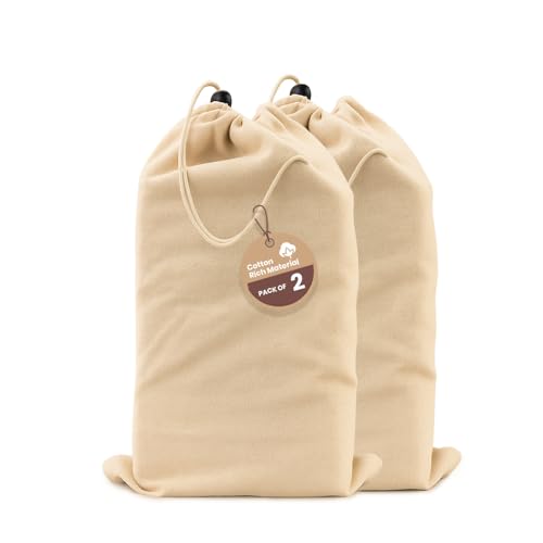 Image of LFH Cotton Rich Shoe Storage Bags with Drawstring, Dustproof Breathable Reusable Organizer, Perfect For Travel, Dorm, Hotel, College, Gym, Easy to Carry, 8 inchx17 inch (Pack of 2) - Natural Thanks Giving