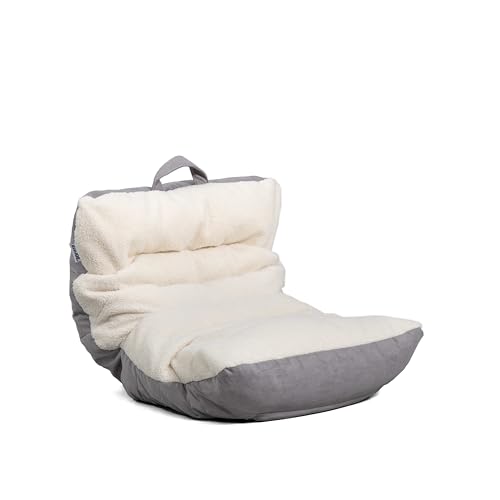 Big Joe Roma Kid's Bean Bag Chair, Oat Sherpa and Graphite, Vegan Suede, 2 Foot Lightweight Refillable Children's Seat by Big Joe - Used condition - US$36.03