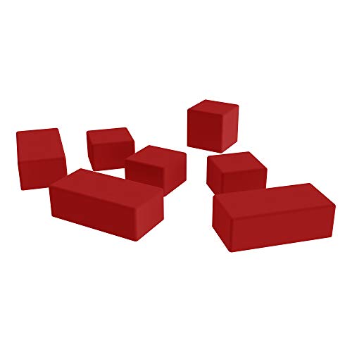 Image of Sprogs 12 inch H Structured Rectangle Stool -Flexible Modular Collaborative Soft Seating for Office, Home, Lounge and School Classrooms with Durable Frame -Red