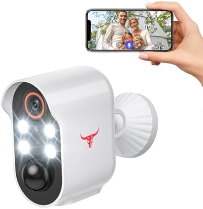 1080p Security Camera Wireless, Cloud Storage, Live View, 2-Way Audio, Night Vision, Spotlights, 2.4G WiFi, Instant Alerts, Rechargeable Battery, Outdoor Indoor Surveillance