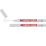edding 4085 chalk marker - white - 2 chalk pens - round nib 1-2 mm - fine-nib wet wipe pen for chalkboards, windows, glass, mirrors - liquid chalk marker pens for opaque coverage