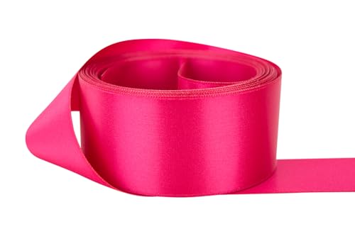 Image of Ribbon Bazaar Double Faced Satin - Premium Gloss Finish - 100% Polyester Ribbon for Gift Wrapping, Crafts, Scrapbooking, Hair Bow, Decorating & More - 5 /8 inch Geranium 50yd Spool