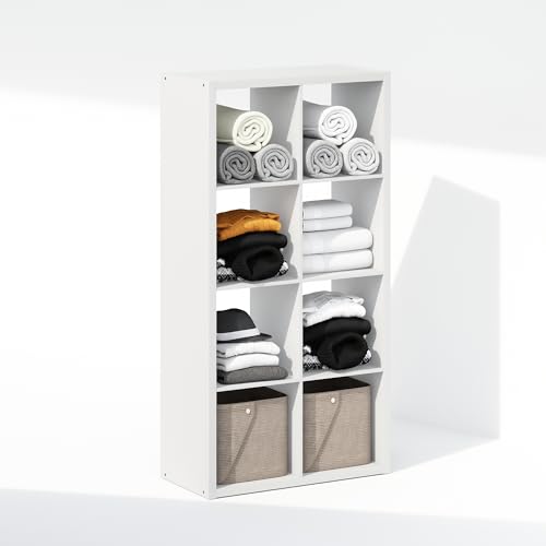 Image of Furinno Cubic Extra Thick 8-Cube Closet Organizers and Storage, White | 14.6 x 30 x 58 in, Open Shelf Closet Storage, Closet Organizer, for Wardrobe, Bedroom, Living Room