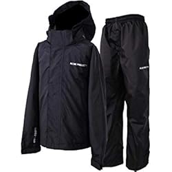 Traje De Agua Transpirable Acme Projects Traje de Lluvia (Chaqueta + pantalón), 100% Impermeable, Transpirable, Costura con Cinta, 10000 mm / 3000 g, Cremallera YKK (Hombre, Grande, Negro)