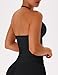 OLCHEE Womens Halter Tank Tops V Neck Impact Backless Longline Strappy Adjustable Gym Workout Top Padded - Black Medium
