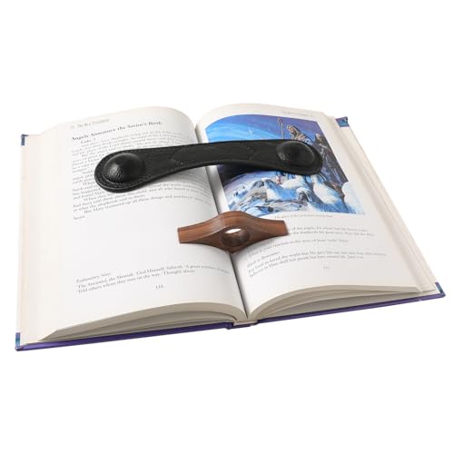 Image of KINIVA Leather Weighted Bookmarks Book Weight Page Holder for Reading,Book Open Holder for Kids Adult,Gifts for Reader (01 Black+04 Wood)