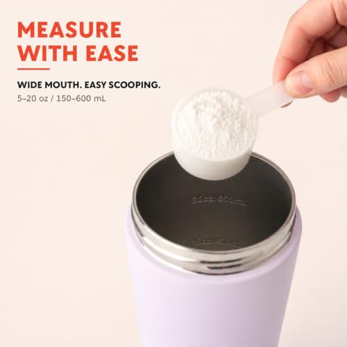 Image of Insulated Protein Shaker Bottle 24oz, Dishwasher Safe, Lavender | BPA free, Quiet mixing, No blender ball, Insulated cup, Lid brush & boot included, Lavender Coast, Soft daily ritual