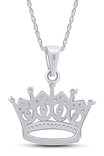 Crown Pendant Necklace for Women, 14K Gold Over 925 Sterling Silver with Natural Diamond, Moissanite or Lab-Grown Diamond, Dainty Jewelry Gift with 18" Chain4