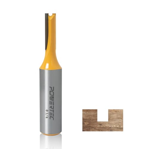 Image of POWERTEC Straight Router Bit - 1 /4 inch Cutting Diameter, 1 /2 inch Shank, Tungsten Carbide, 3 /4 inch Depth & 2-11 /16 inch Overall Length - Fits CNC, Handheld & Plunge Routers, 1PK (73051)