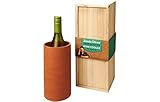 Jamie Oliver Terracotta Weinkühler 34cm x 12cm x 12cm in attraktiver Holzbox19cm x Ø 10cm
